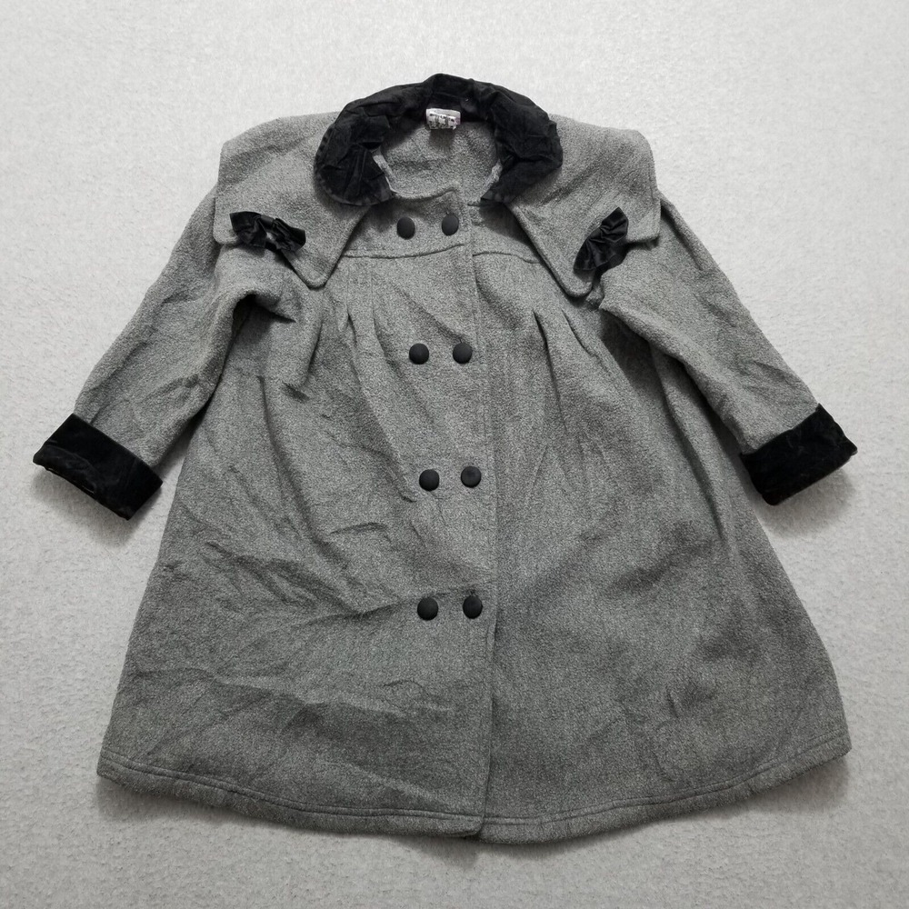 Melody Kids Jacket Youth 7-8 Gray Buttons Girls Outdoor